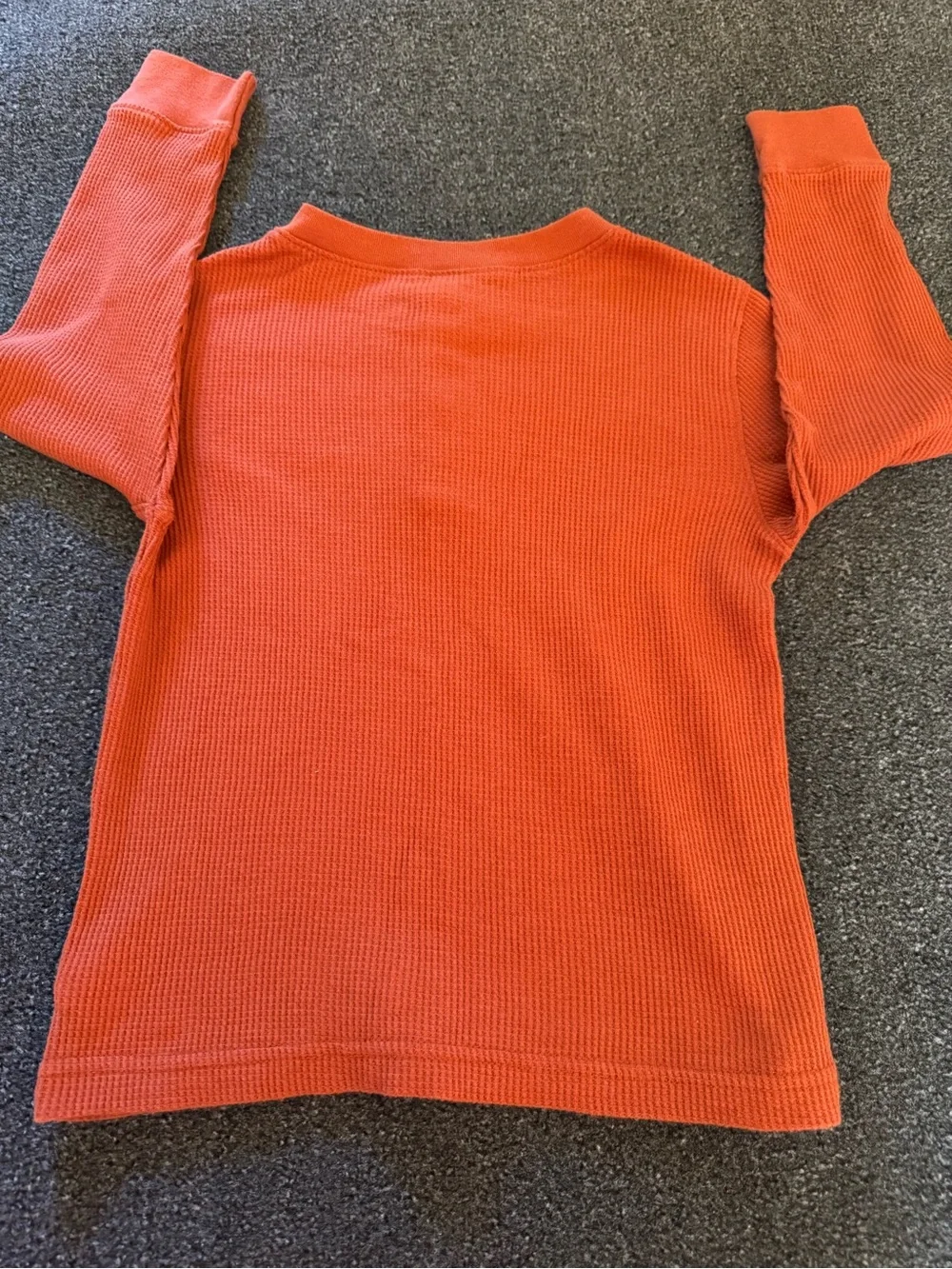 Old Navy Toddler Boy Rust Orange Waffle Knit Thermal Henley Long Sleeve Top 5T